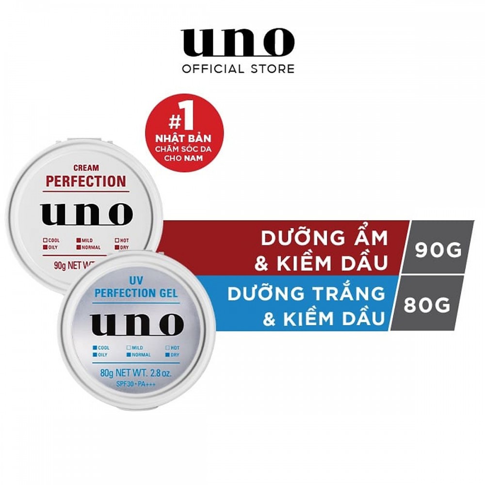 Bộ đôi kem dưỡng da cho nam ban ngày và ban đêm UNO UV Perfection Gel SPF30 PA+++ & Cream Perfection 
